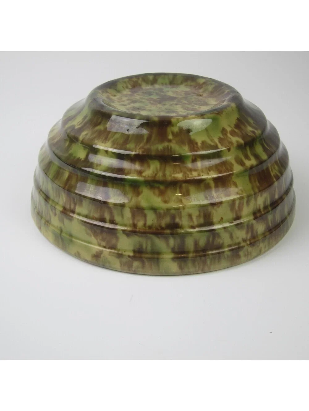 Antique Morton Pottery Woodland Splatterware Ribbed Nesting Bowl 7